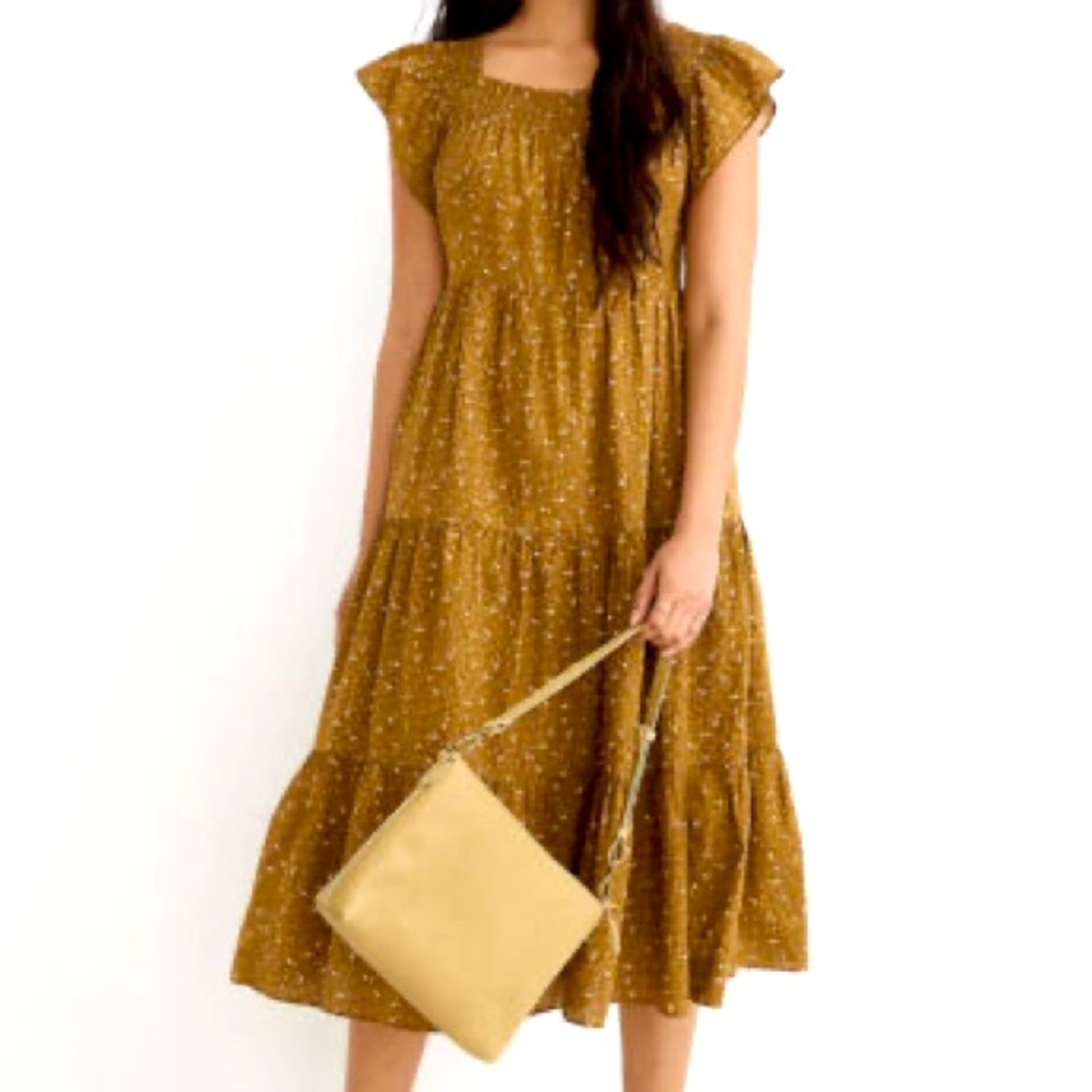 Madewell Mustard Floral Midi Dress